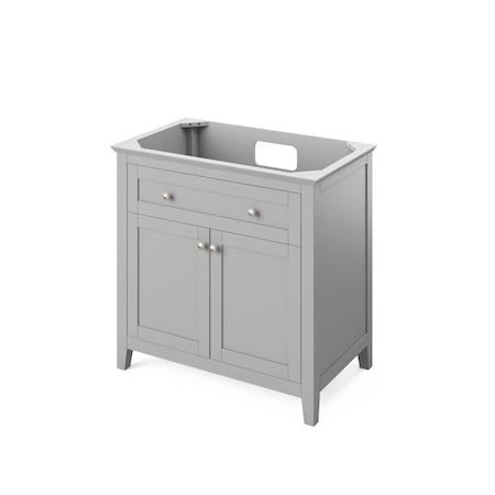 Jeffrey Alexander 36" Grey Chatham Vanity, Steel Grey Cultured Marble Vanity Top, undermount rectangle bowl VKITCHA36GRSGR